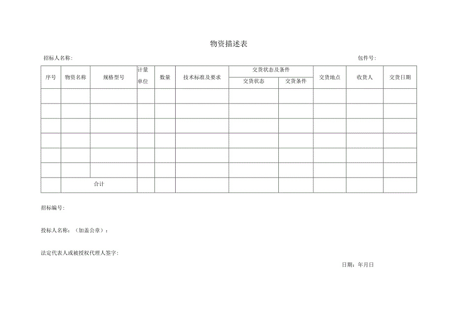 物资描述表(2023年).docx_第1页