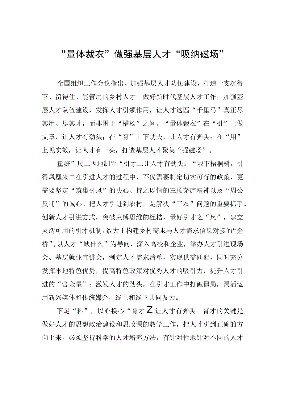 “量体裁衣”做强基层人才“吸纳磁场”.docx_第1页