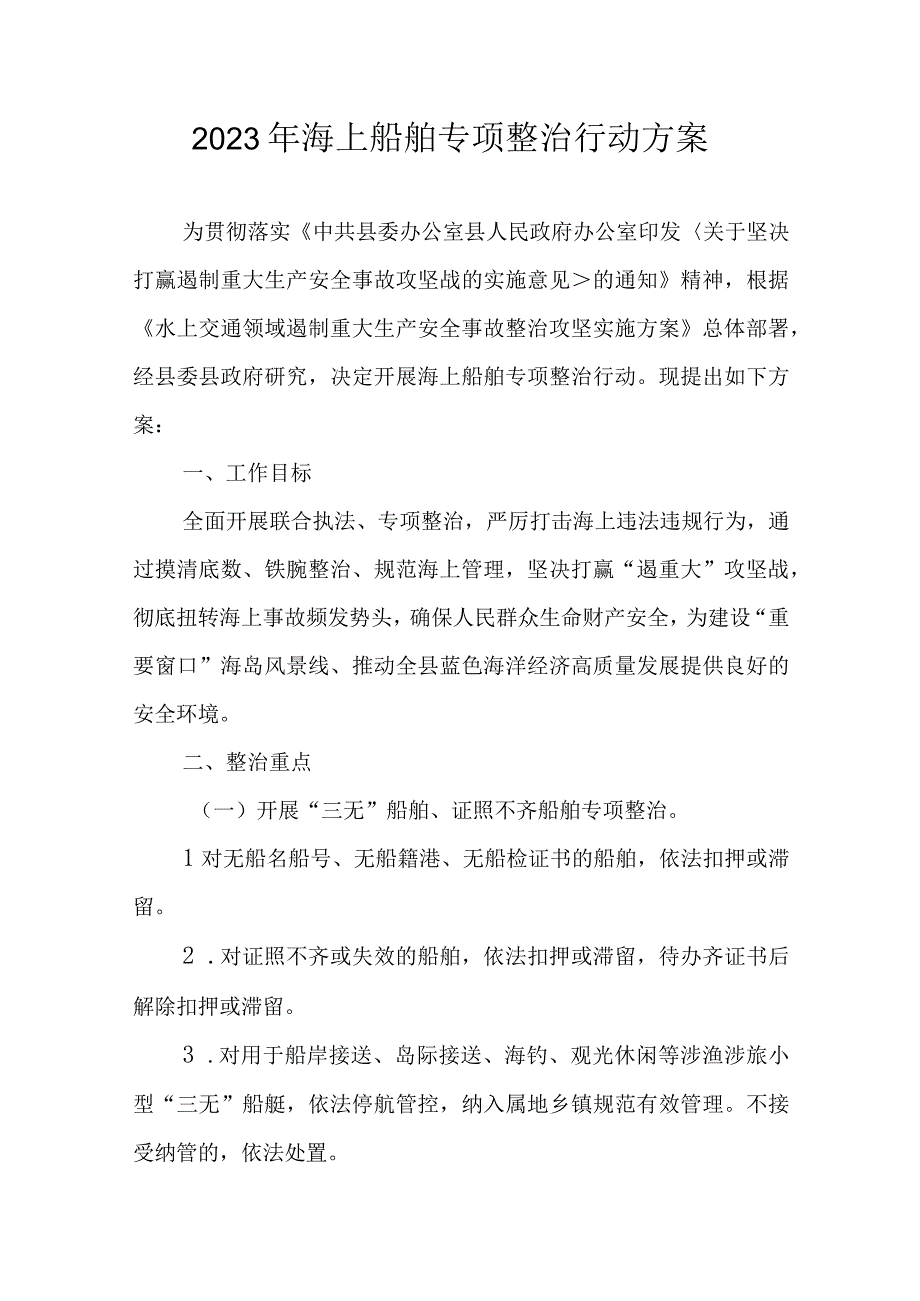 2023年海上船舶专项整治行动方案(1).docx_第1页