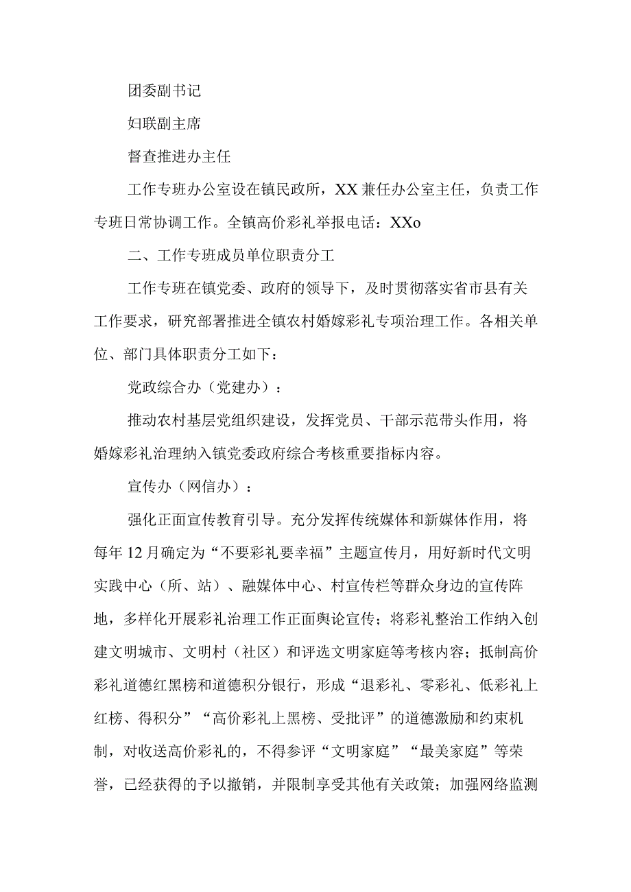 XX镇农村婚嫁彩礼治理工作专班工作方案.docx_第2页