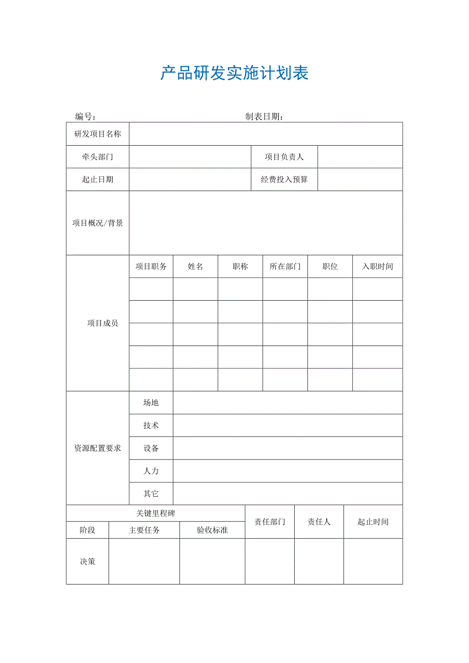 【最新】产品开发实施计划表.docx_第1页