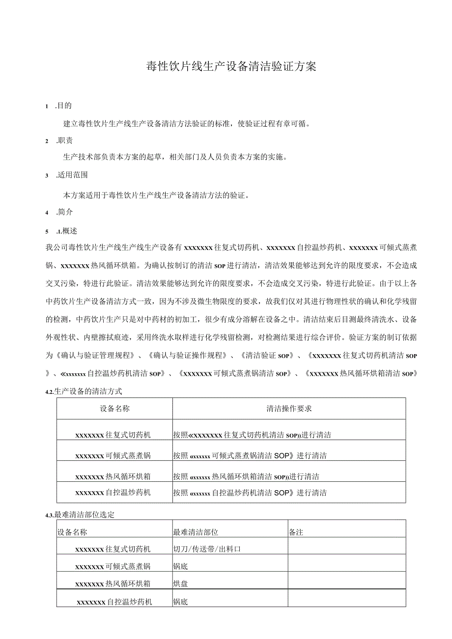 【最新】毒性饮片生产线清洁验证方案.docx_第1页