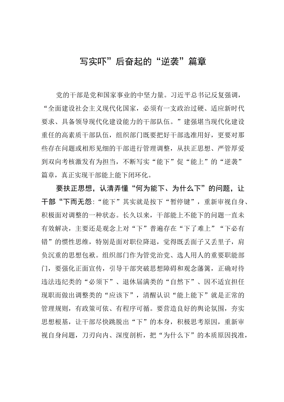 写实“下”后奋起的“逆袭”篇章.docx_第1页