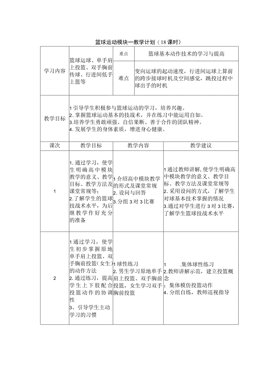 体育与健康《篮球》大单元教学计划（18课时）.docx_第1页