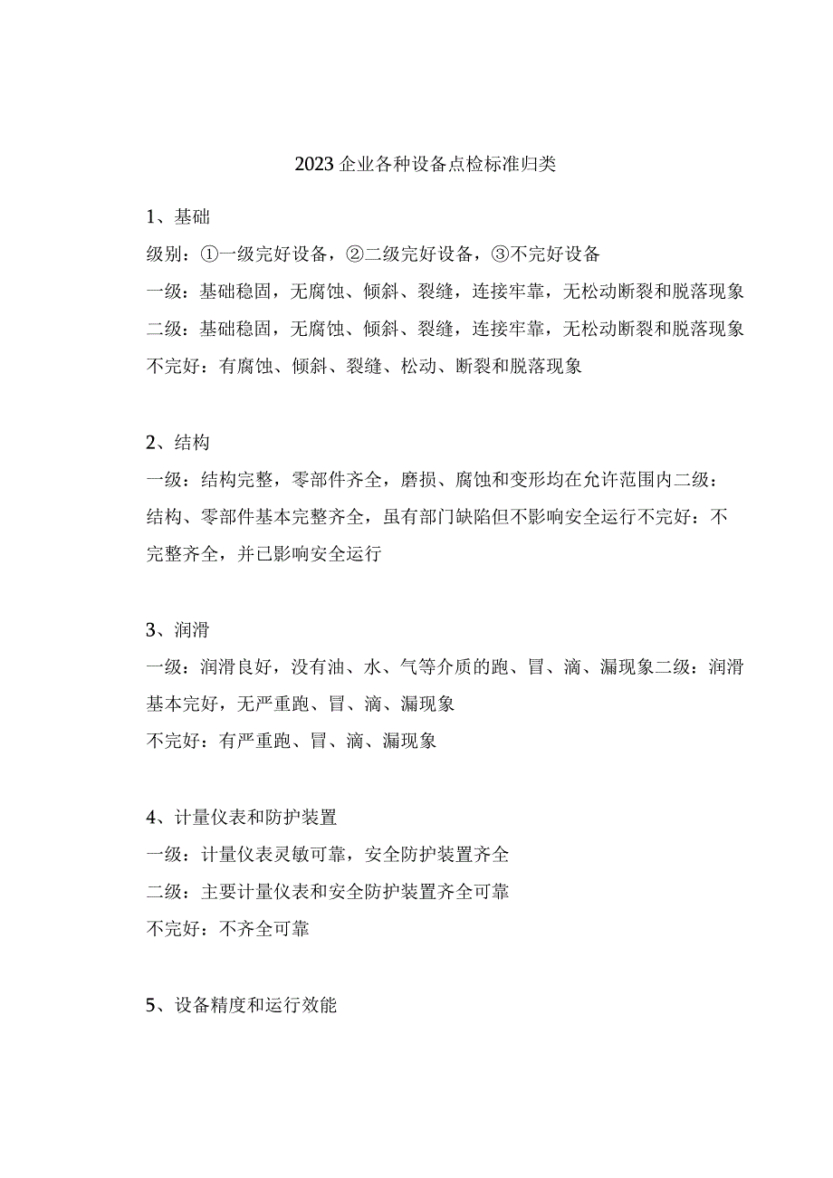 2023企业各种设备点检标准归类.docx_第1页