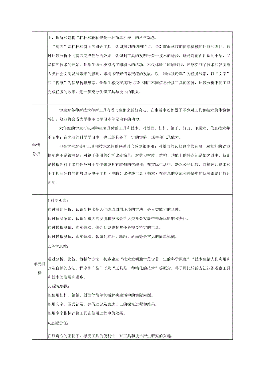 教科版科学六上第三单元《工具与技术》大单元整体教学设计.docx_第2页