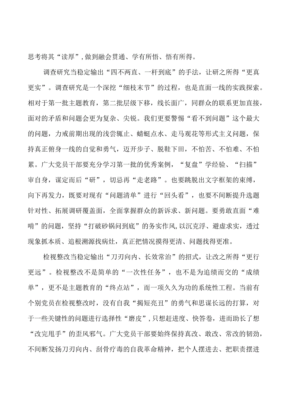 第二批主题教育学习心得：第二批主题教育当“稳定输出”.docx_第2页