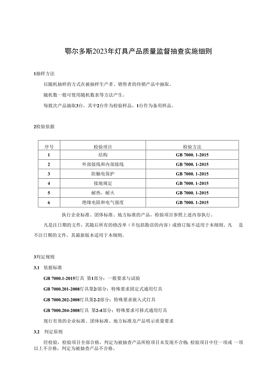 鄂尔多斯2023年灯具产品质量监督抽查实施细则.docx_第1页