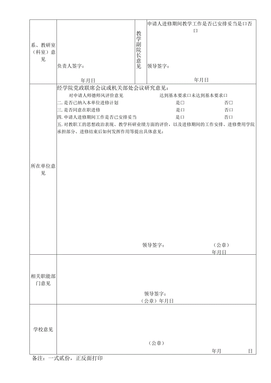 福建师范大学教职员工在职学历学位进修申请表所在单位.docx_第2页