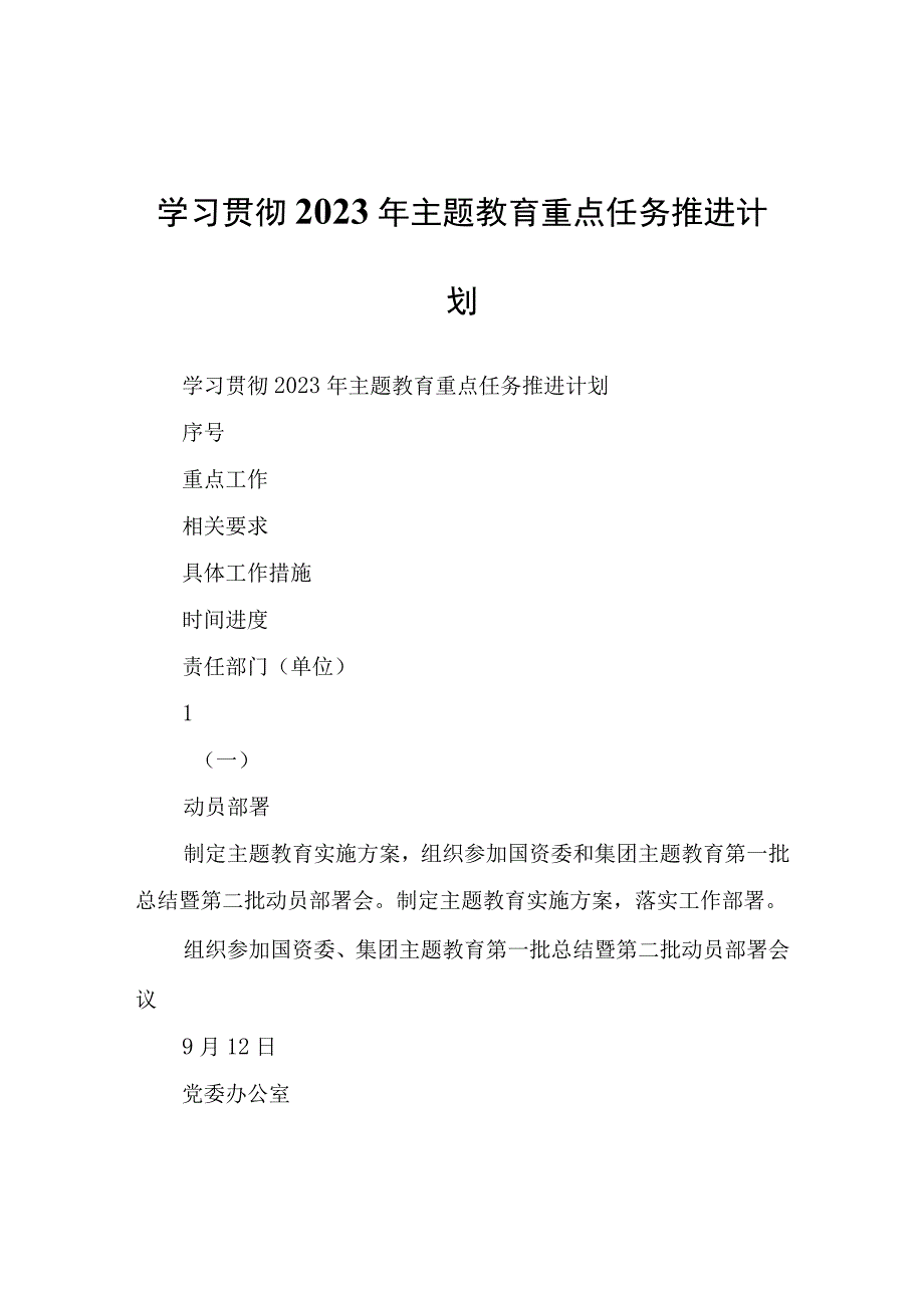 学习贯彻2023年主题教育重点任务推进计划.docx_第1页