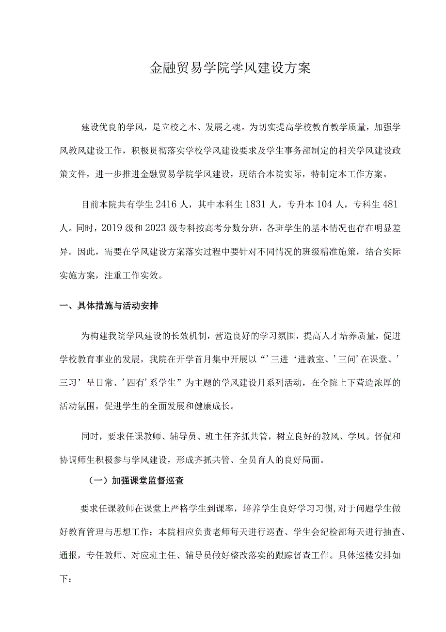 金融贸易学院学风建设方案.docx_第1页