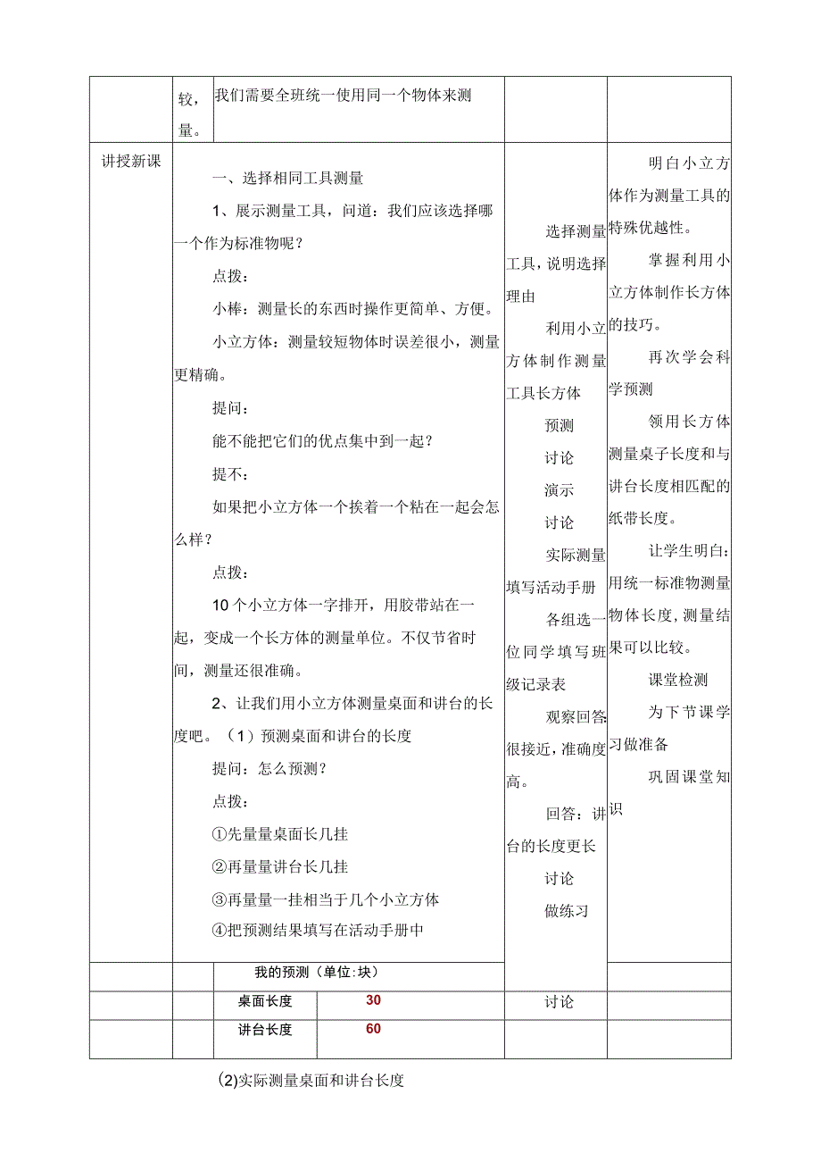 最新教科版一年级科学上册《用相同的物体来测量》精品教案.docx_第2页