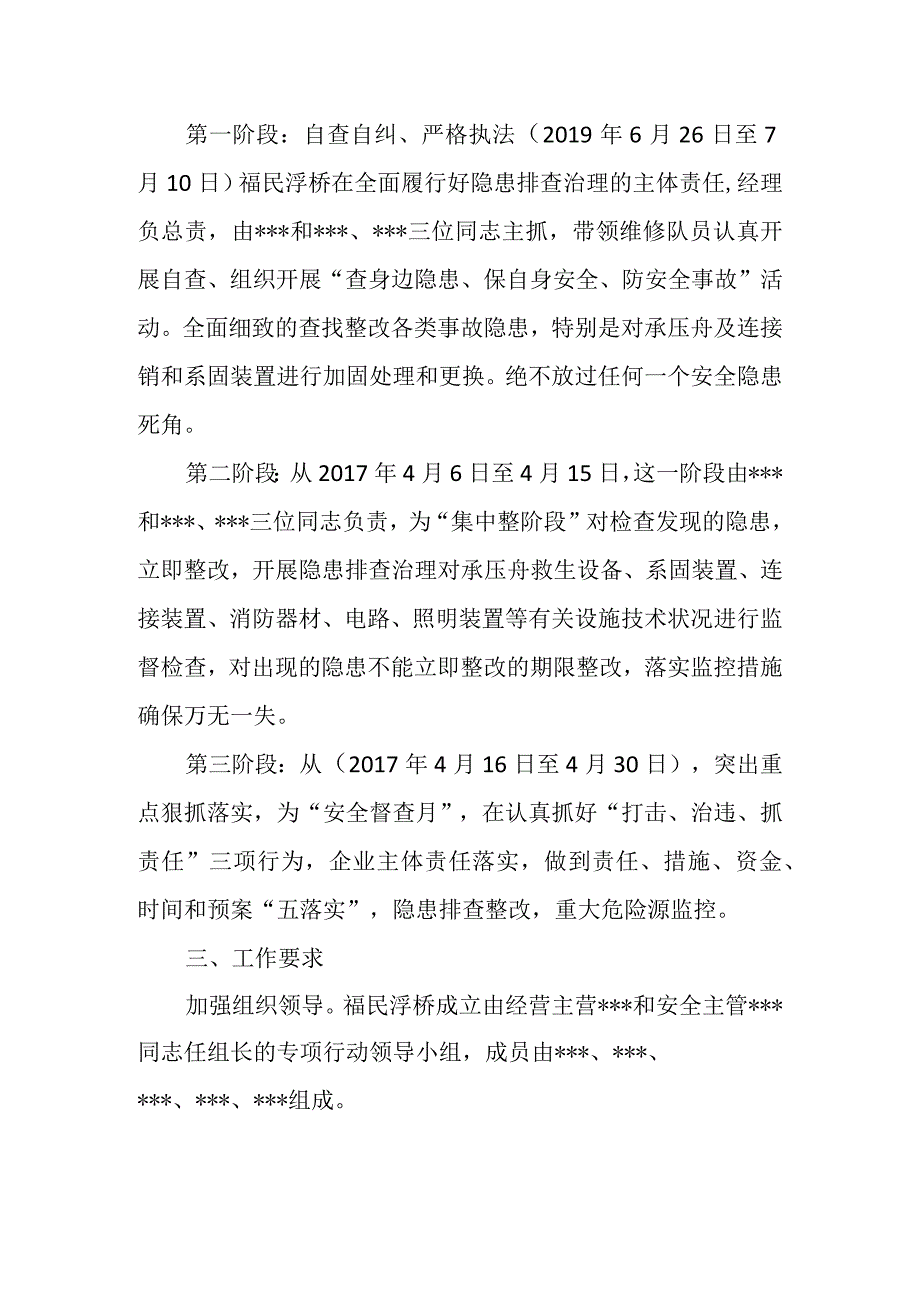 福民浮桥有限公司安全生产专项整治行动自查自纠方案 (1).docx_第2页