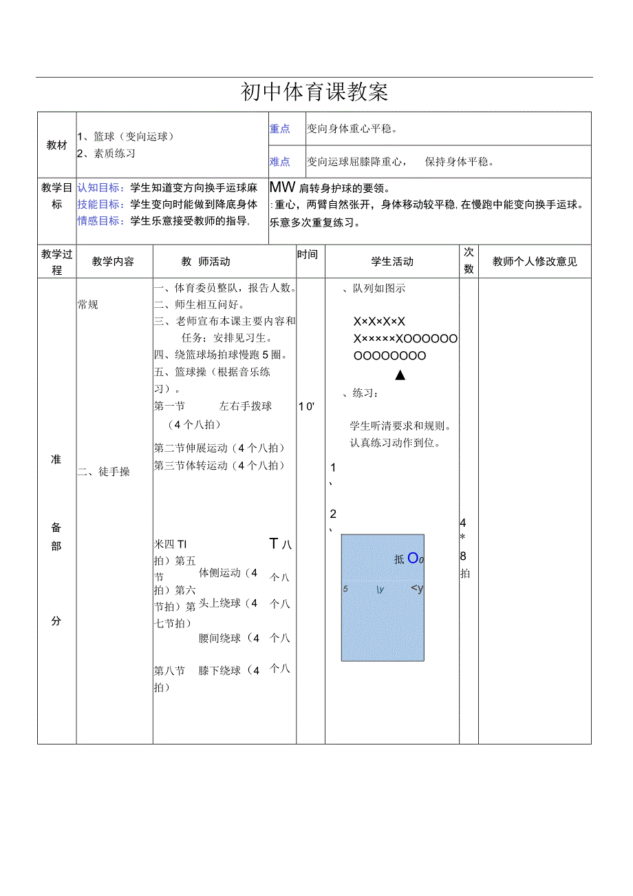 水平四（初中）体育《篮球--变向运球》公开课教案.docx_第1页