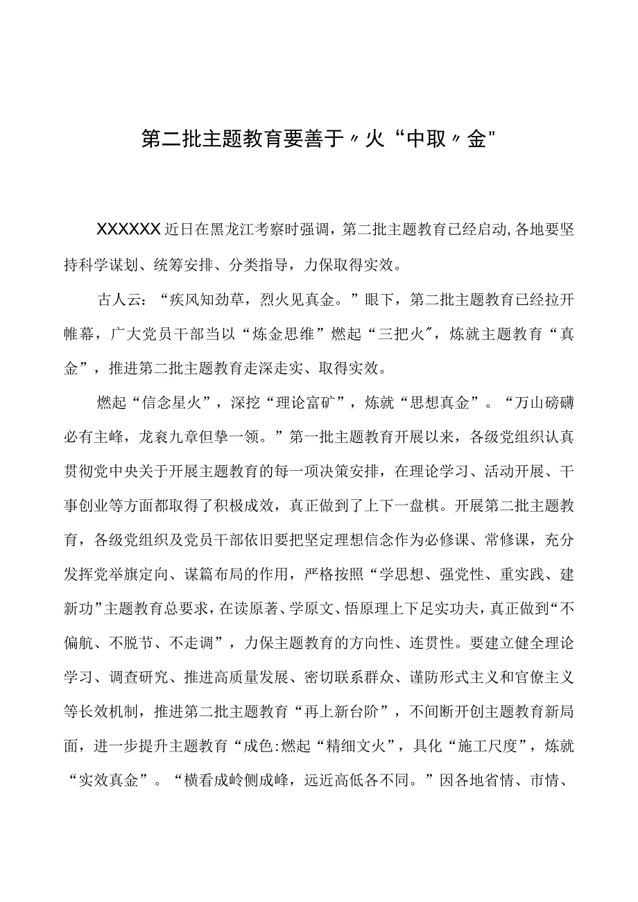 第二批主题教育学习心得：第二批主题教育要善于“火”中取“金”.docx_第1页