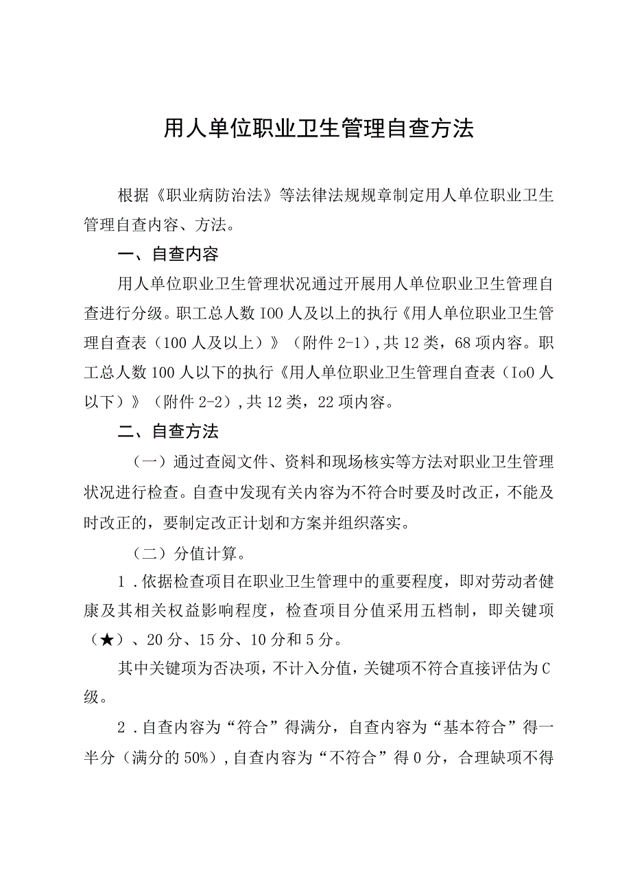 用人单位职业卫生管理自查方法.docx_第1页