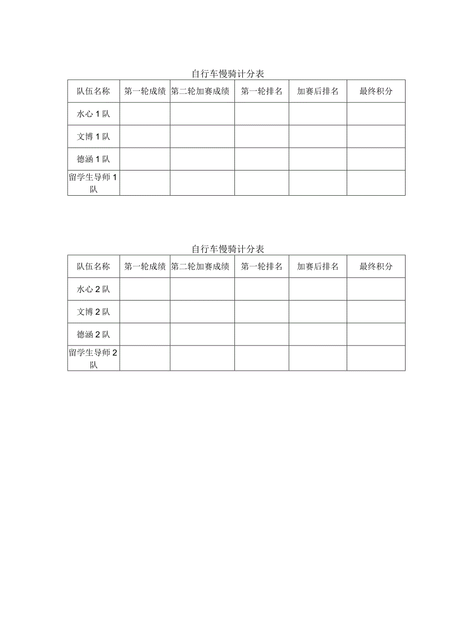 自行车慢骑计分表.docx_第1页