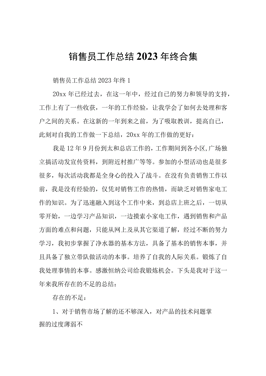 销售员工作总结2023年终.docx_第1页