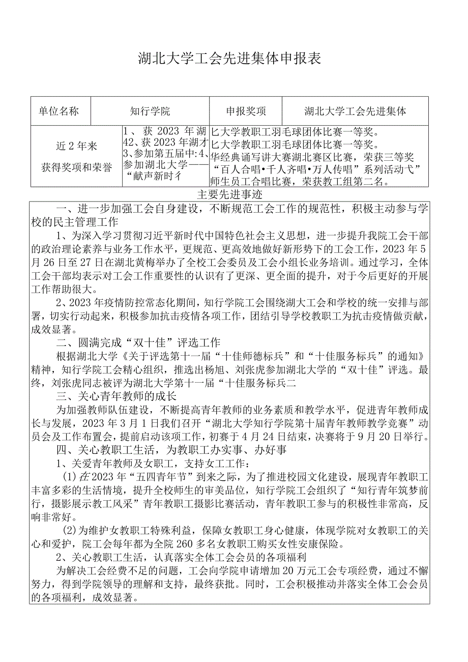 工会先进集体申报材料知行学院.docx_第1页