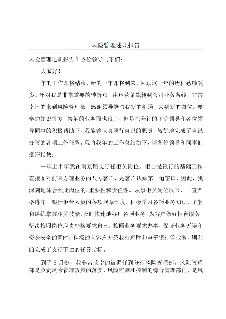 风险管理述职报告.docx_第1页