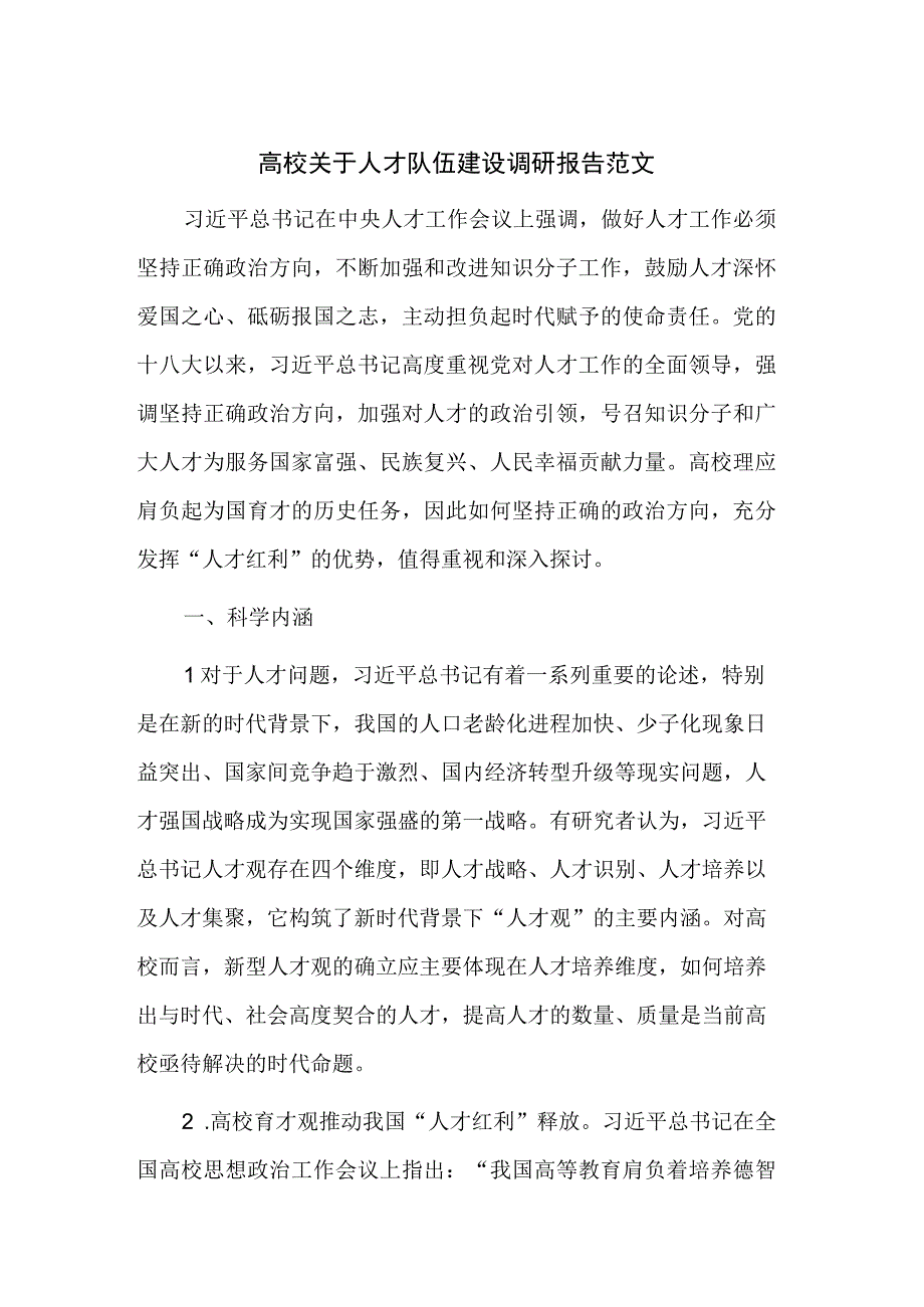 高校关于人才队伍建设调研报告范文.docx_第1页