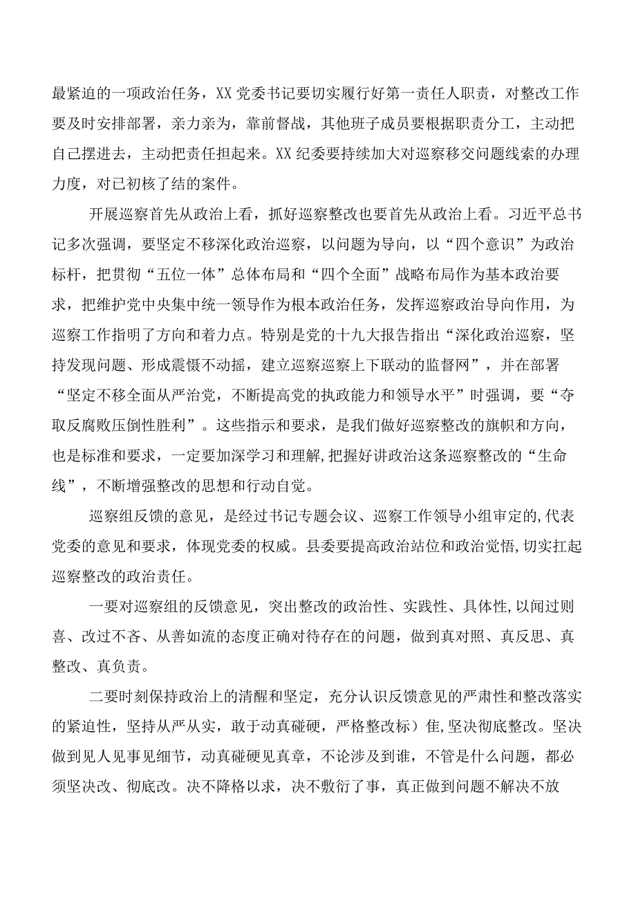 （10篇）2023年巡视整改专题生活会巡视巡查整改工作动员会上的发言稿.docx_第2页