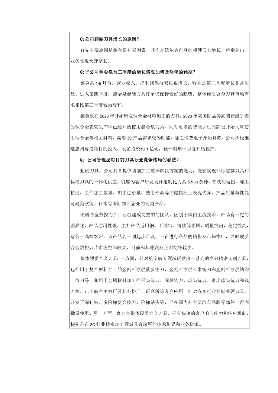 证券代码688028证券简称沃尔德投资者关系活动记录表.docx_第3页