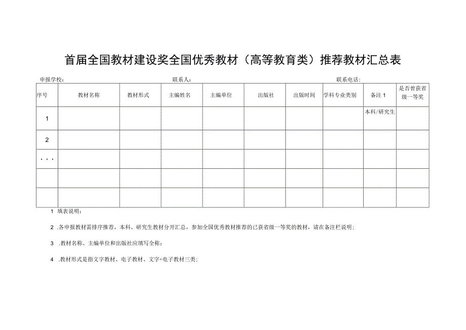 首届全国教材建设奖全国优秀教材高等教育类推荐教材汇总表.docx_第1页