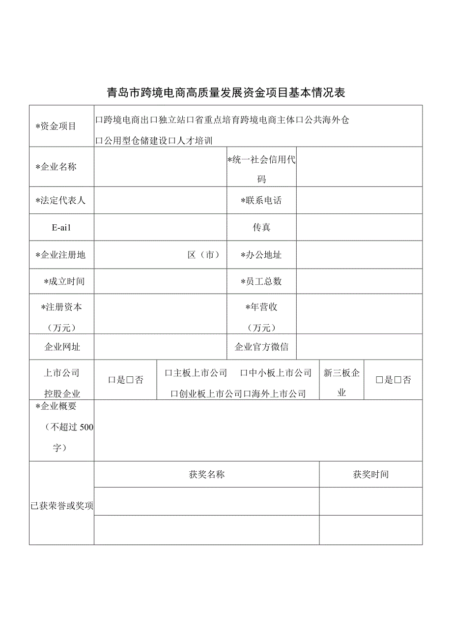 青岛市跨境电商高质量发展资金项目基本情况表.docx_第1页