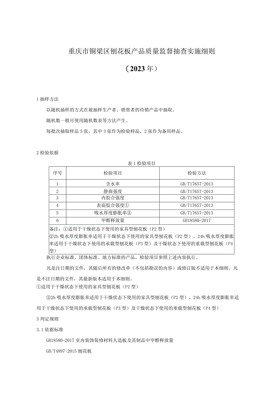 重庆市铜梁区刨花板产品质量监督抽查实施细则2023年.docx_第1页