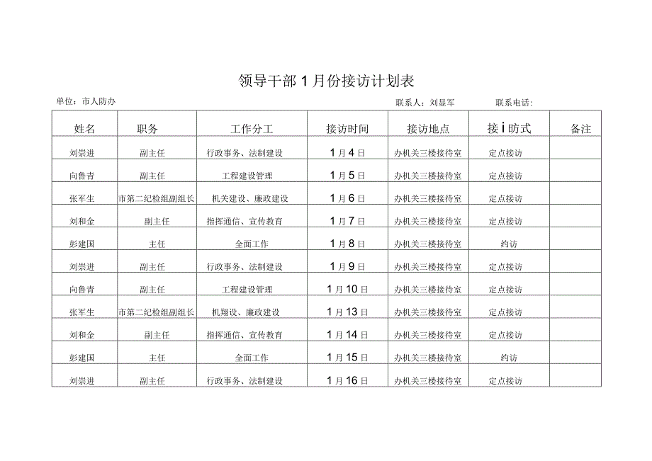 领导干部1月份接访计划表.docx_第1页