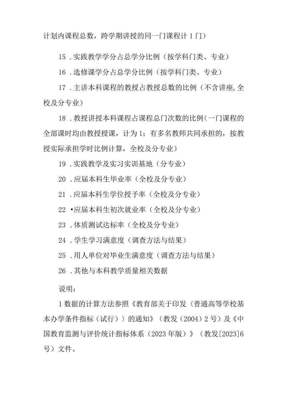 高等学校2022－2023学年本科教学质量报告支撑数据目录.docx_第2页