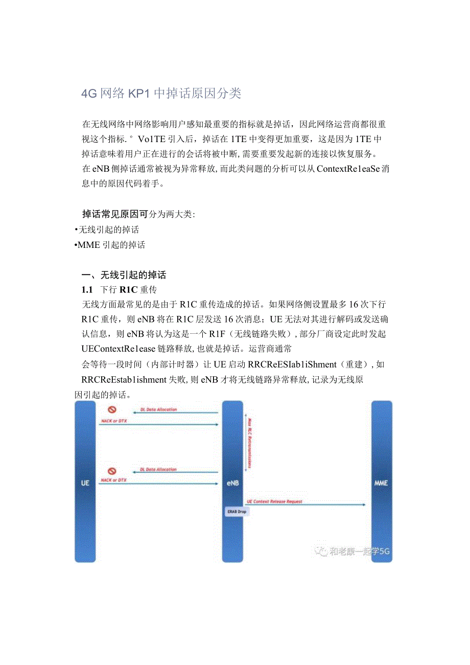 4G网络KPI中掉话原因分类.docx_第1页