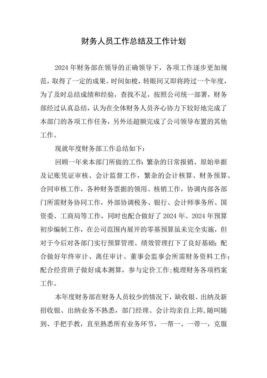 2024年财务人员工作总结及计划.docx_第1页