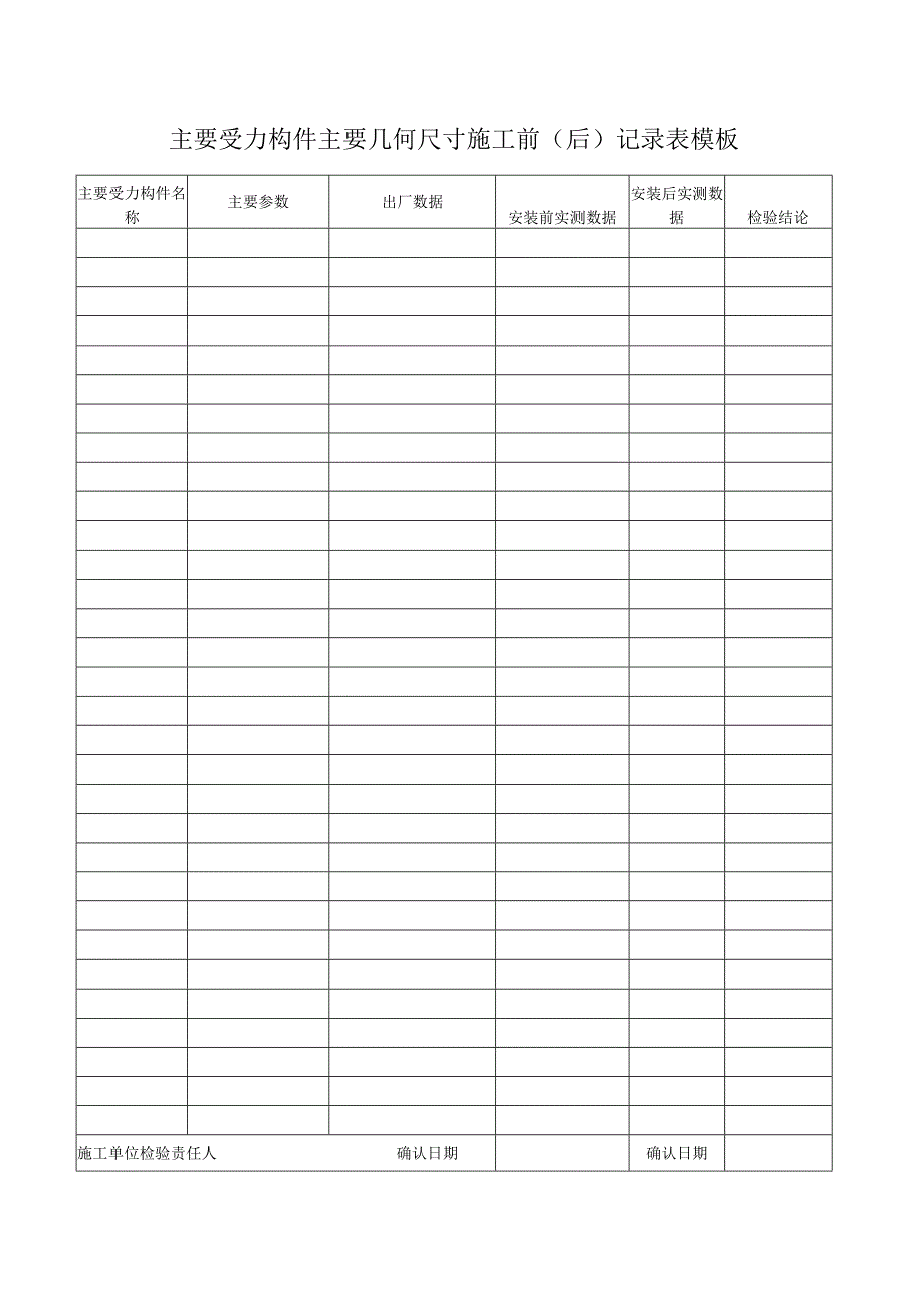 主要受力构件主要几何尺寸施工前(后）记录表模板.docx_第1页