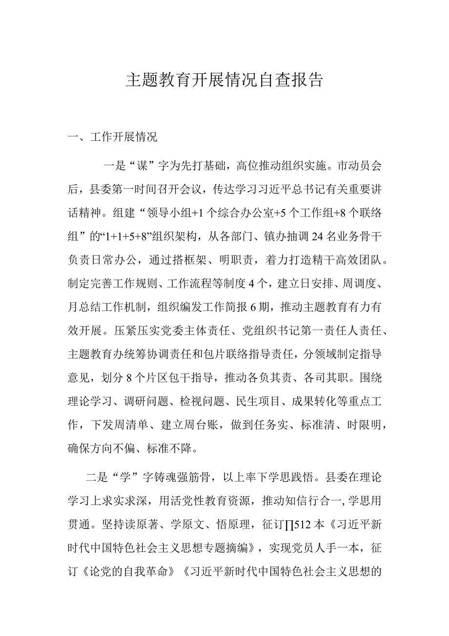 主题教育开展情况自查报告.docx_第1页