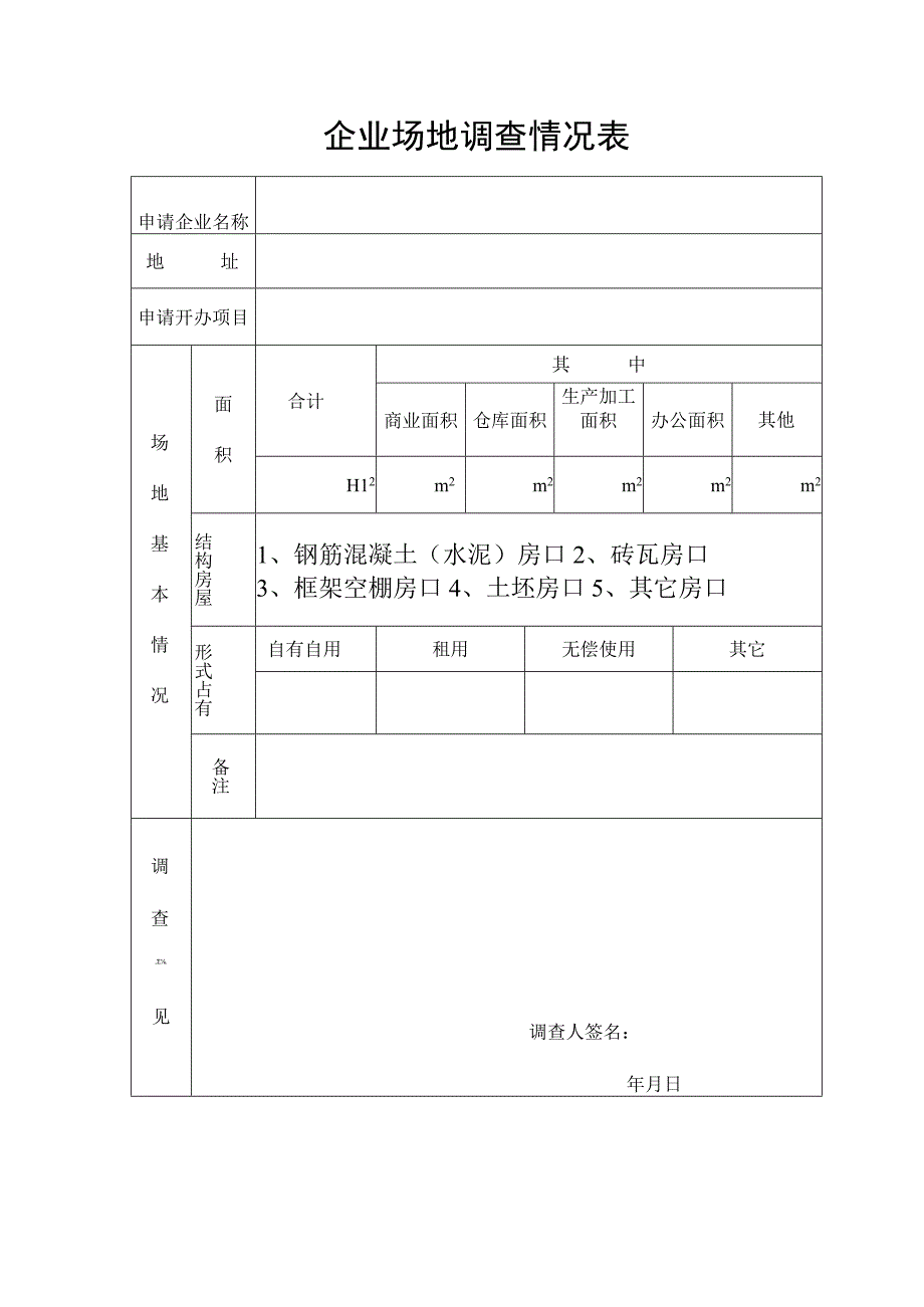 企业场地调查情况表.docx_第1页