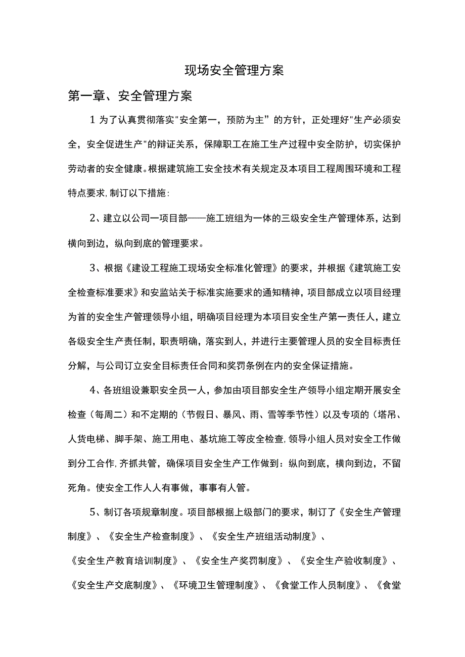 现场安全管理方案.docx_第1页