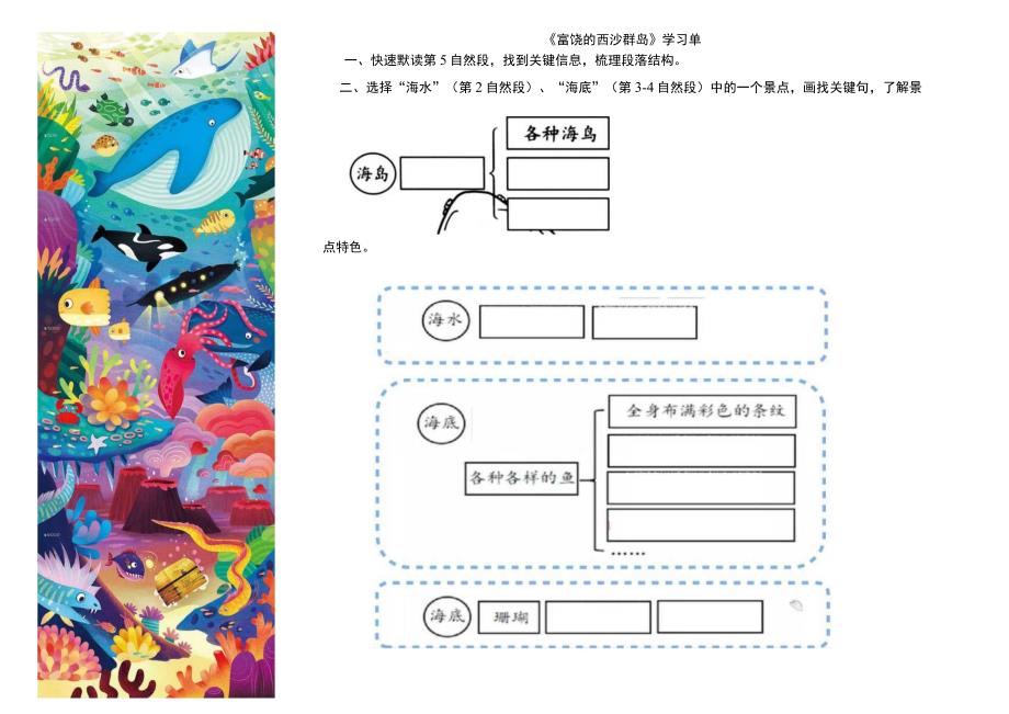 小学教学：三上《富饶的西沙群岛》学习单.docx_第1页