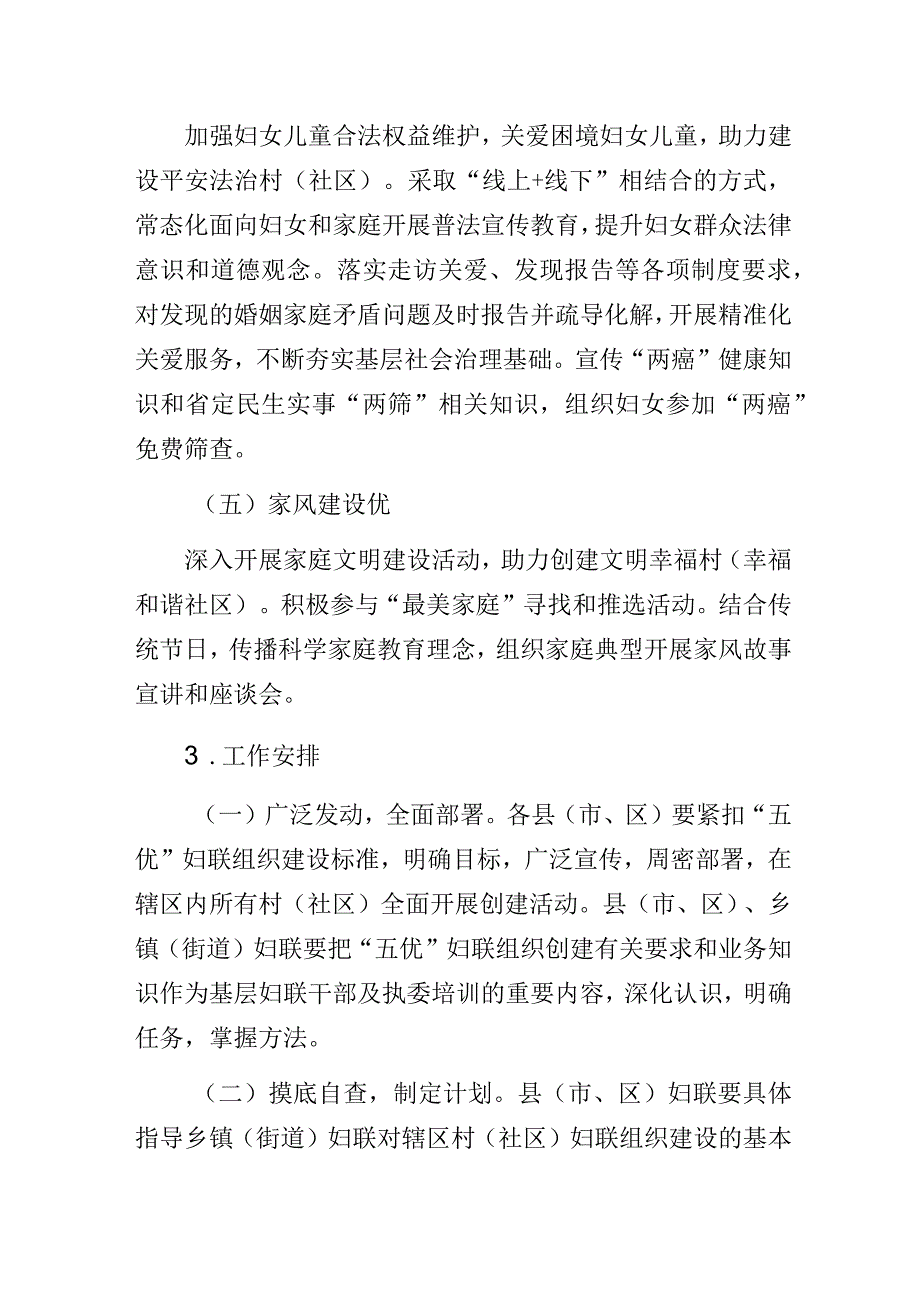 关于在村（社区）中开展创建“五优”妇联组织的实施方案.docx_第3页