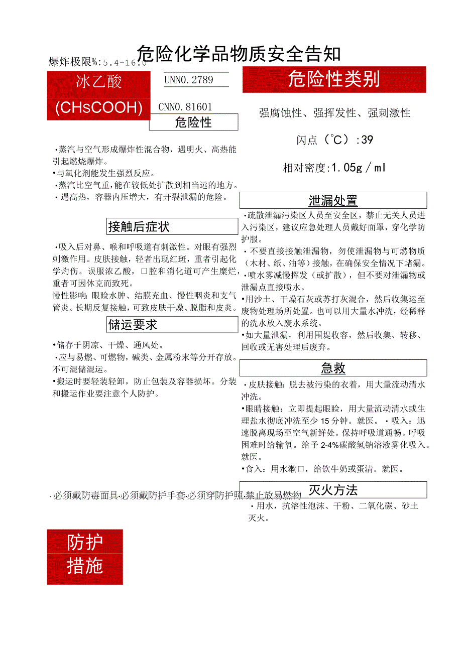 冰乙酸（CH3COOH)危化安全风险告知卡.docx_第1页