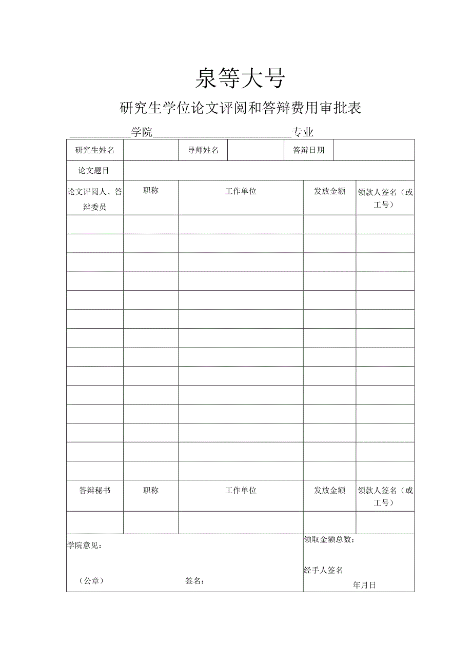 研究生学位论文评阅和答辩费用审批表.docx_第1页