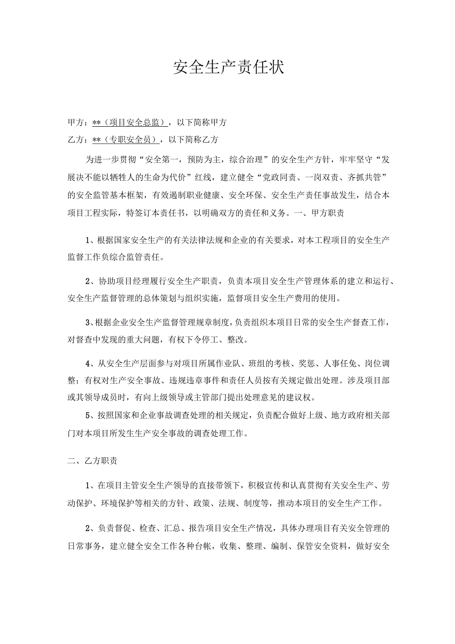 安全总监与安全员责任书范文.docx_第1页