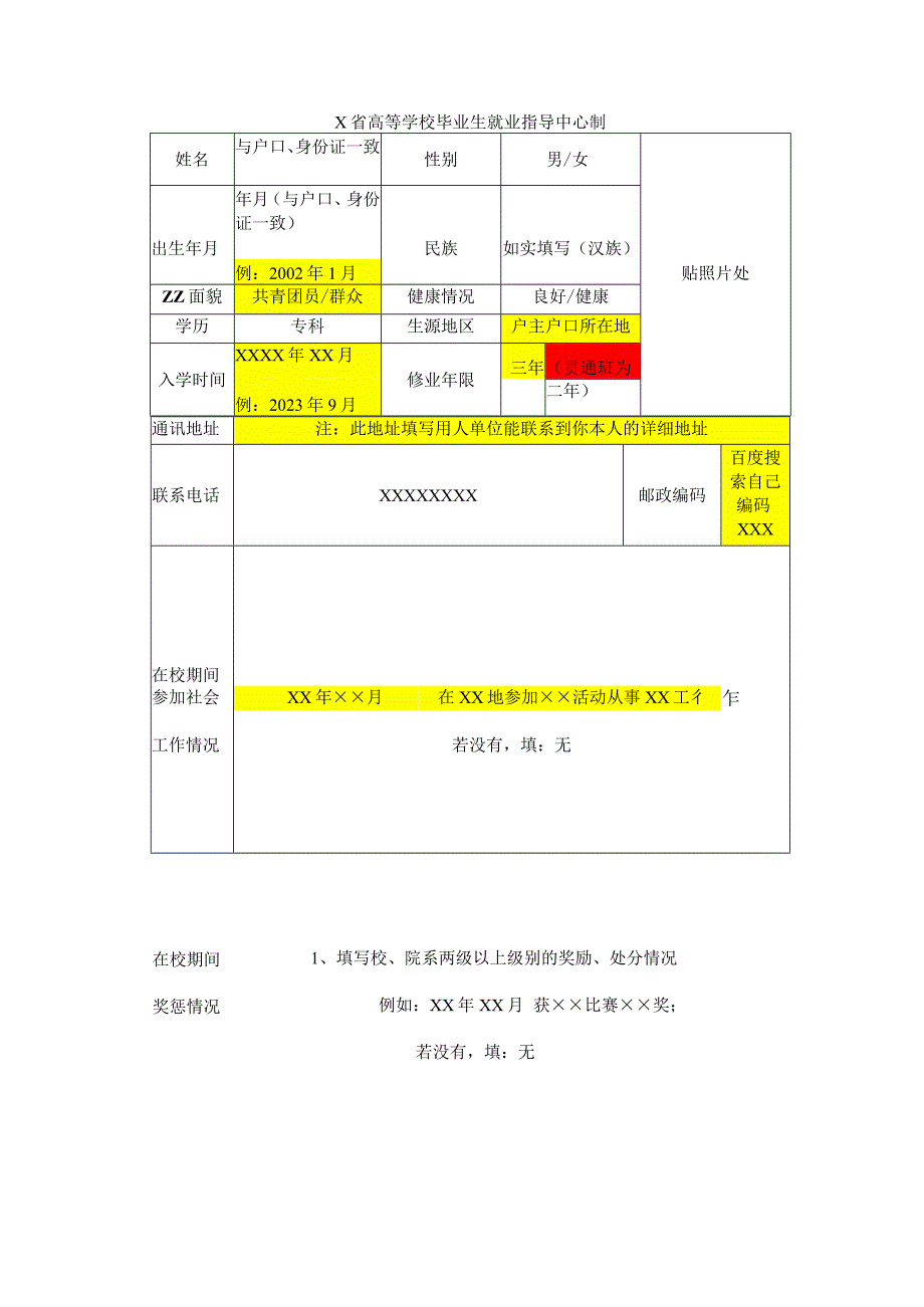 最新大学毕业生就业推荐表及毕业登记表模板.docx_第2页