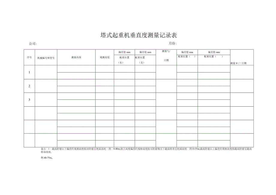 塔式起重机垂直度观测记录表.docx_第1页