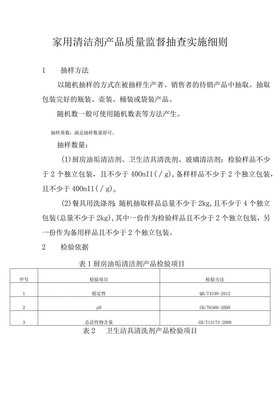 家用清洁剂产品质量监督抽查实施细则.docx_第1页