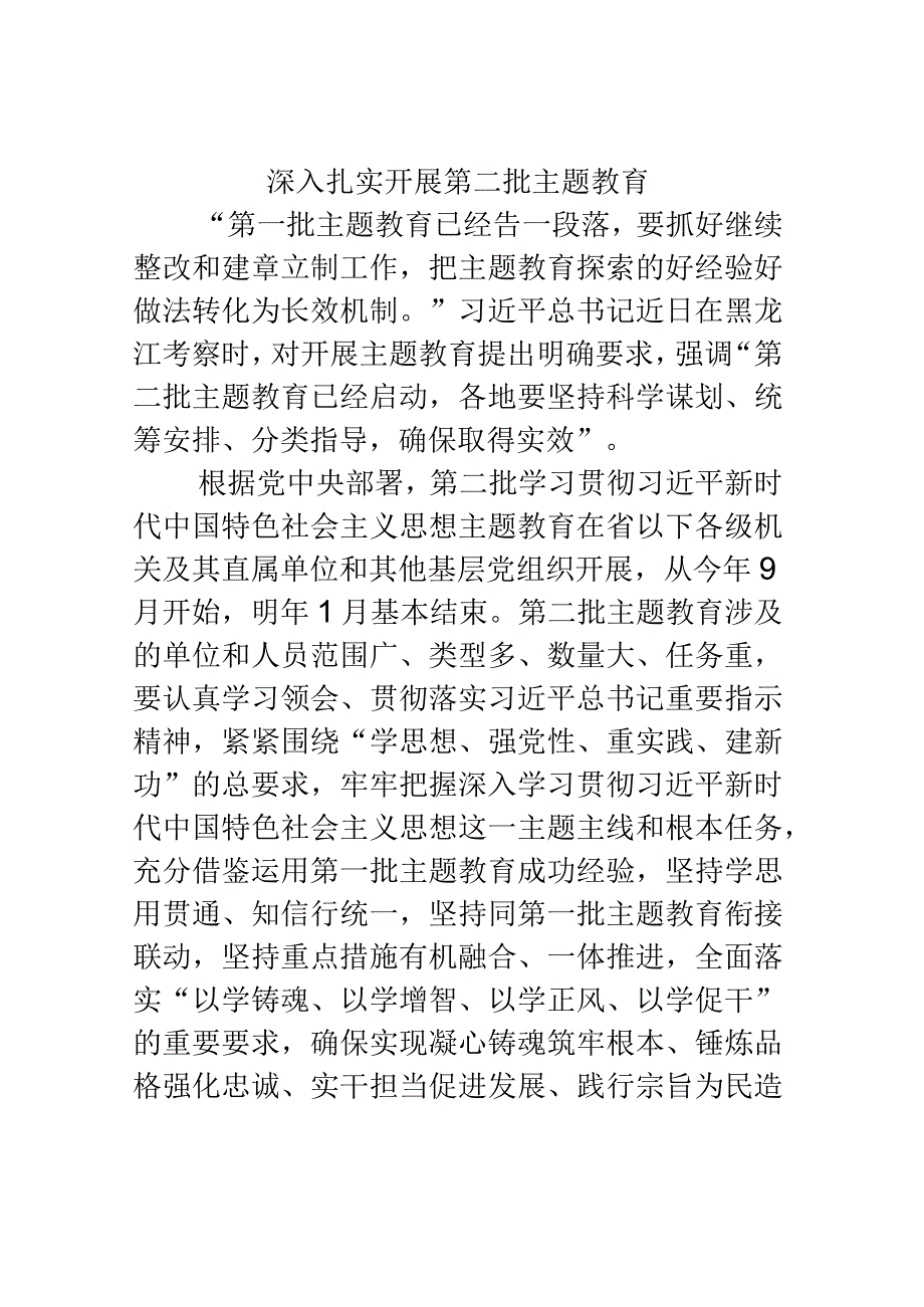 深入扎实开展第二批主题教育.docx_第1页