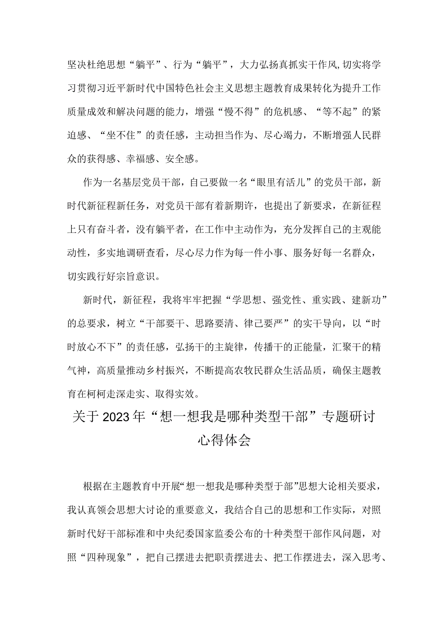 2023年关于“想一想我是哪种类型干部”思想大讨论发言材料、专题研讨心得【两篇文】.docx_第3页