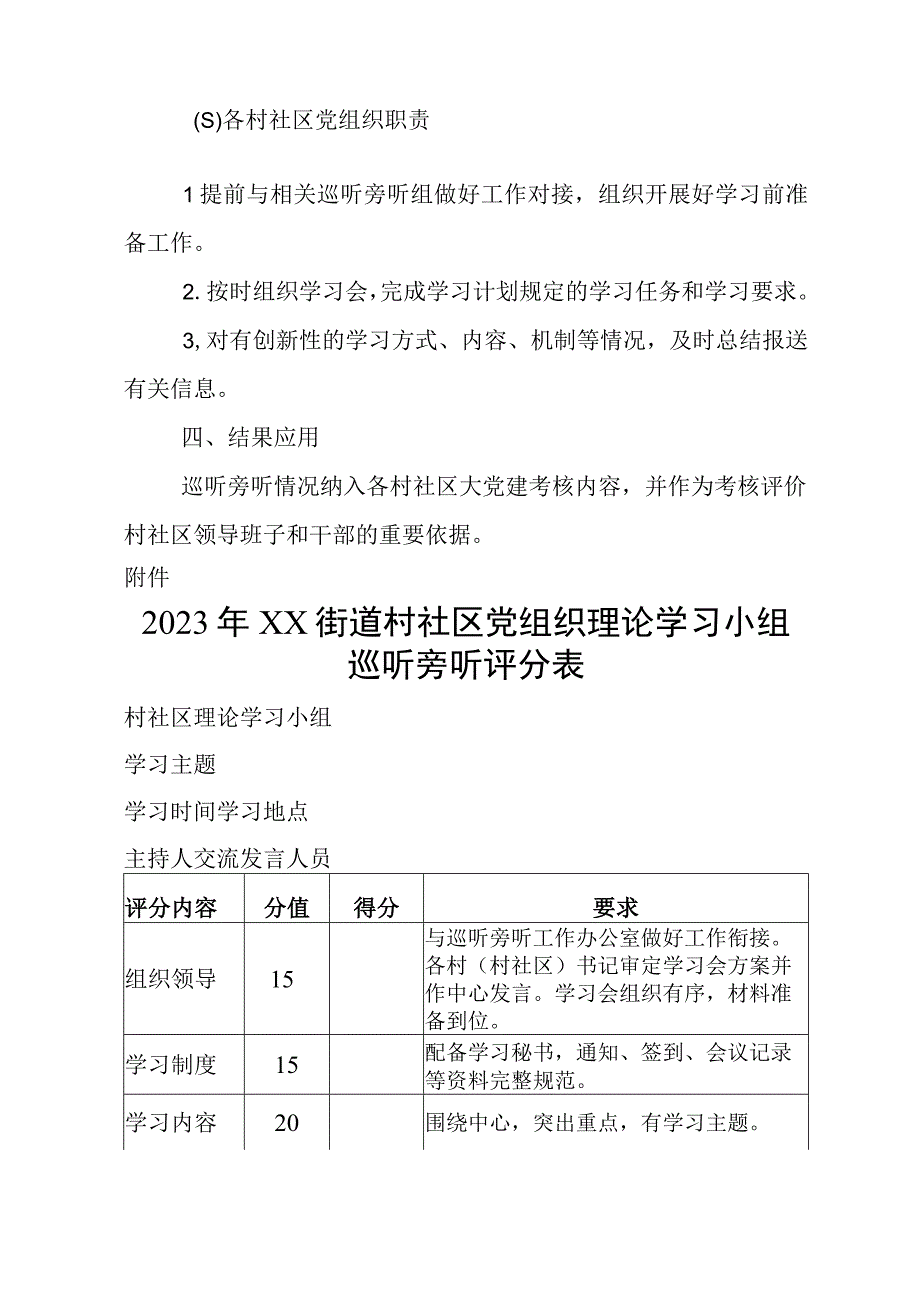 2023年度XX街道村社党组织理论学习中心组巡听旁听工作计划.docx_第3页