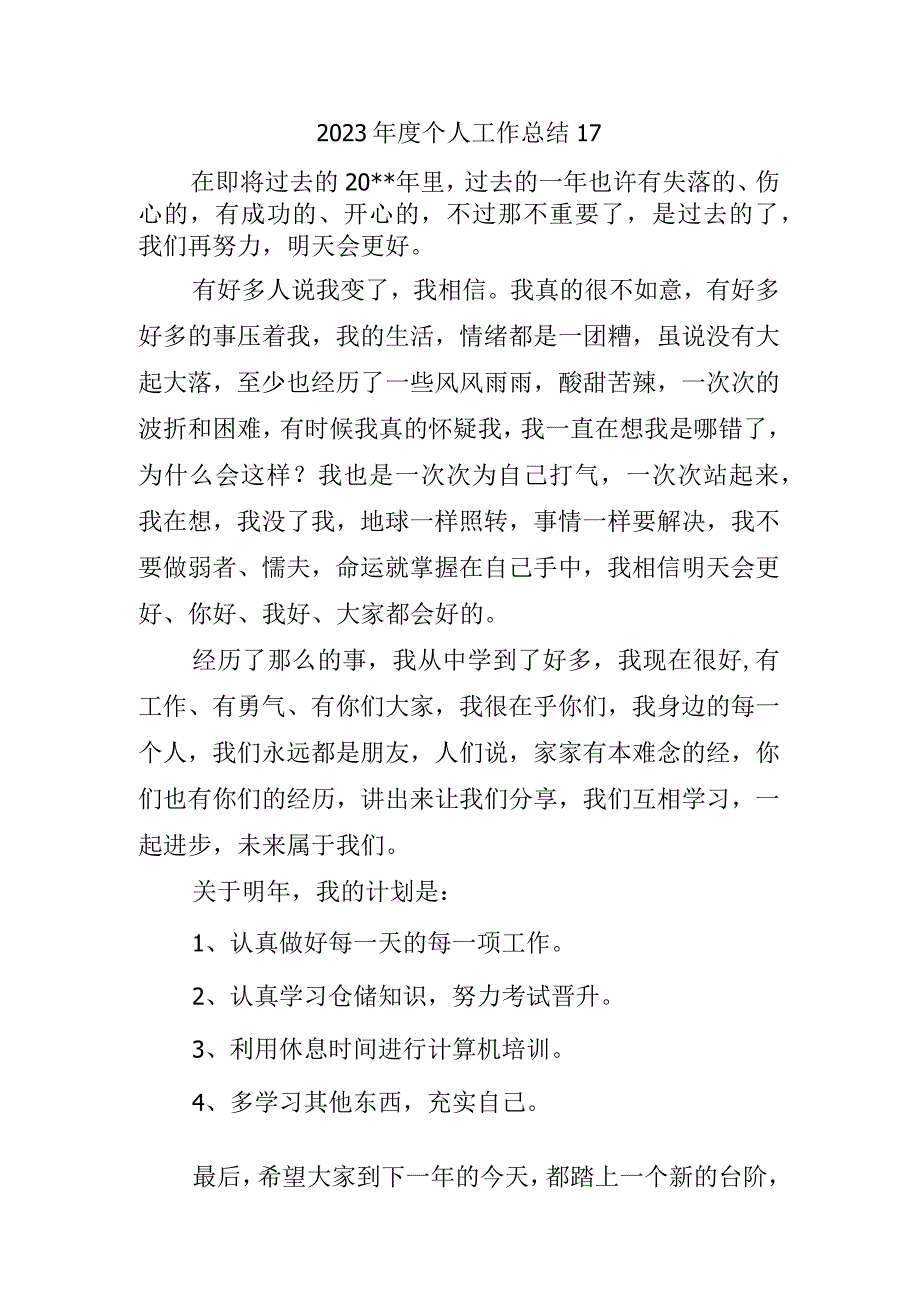 2023年度个人工作总结17.docx_第1页